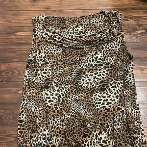 Leopard print sleeveless cowl neck top
